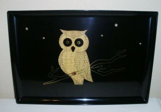 Vintage Couroc Owl & Stars Large Serving Tray 18 " X 12 " Monterey,  Ca