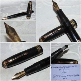 Restored Conway Stewart 58 Fountain Pen - Black 14k Gold Smooth Medium Nib
