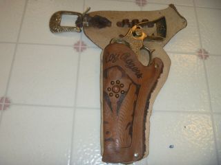 Vintage 1950s Hopalong Cassidy Cap Gun (frame Only) And Roy Rogers Holster