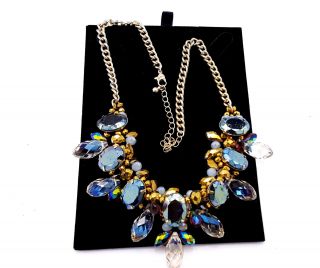 Vintage Aurora Borealis And Citrine Glass Necklace.  D40