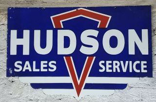 Hudson Sales Service Porcelain Enamel Double Sided Sign