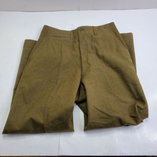 Ww2 Us Army Military Pants Wool Trousers Olive Green Button Fly 32x31
