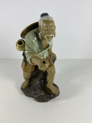 Vintage Asian Shiwan Mudman Fisherman Porcelain Chinese Figurine