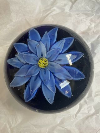 Vintage Awesome Murano Art Glass Paperweight - - Yc - 41b blue flower 2