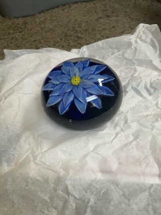 Vintage Awesome Murano Art Glass Paperweight - - Yc - 41b blue flower 3