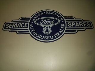 Ford V8 Double Sided Porcelain Sign 18 " High X 42 