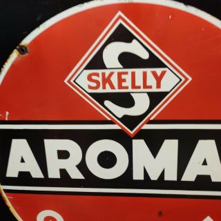 SKELLY AROMAX Porcelain enamel sign 30 INCHES Double Side 2