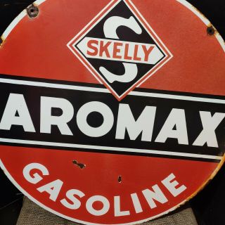 SKELLY AROMAX Porcelain enamel sign 30 INCHES Double Side 3
