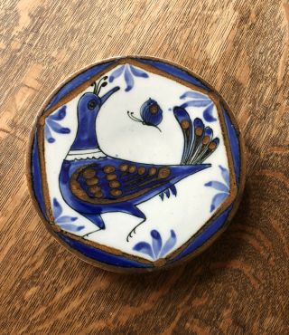 El Palomar Ken Edwards Tonala Stoneware Pottery Trivet Partridge & Butterfly