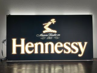 Rare Hennessy Cognac Light Up Led Sign Man Cave Home Bar Mirrored On Both Aides