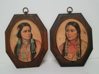 Native American Woman Man Wall Hanging Portrait Plaques