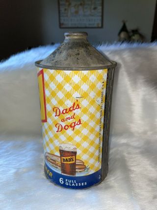 1950’s Dad’s Root Beer Quart Cone Top Soda Can Chicago Illinois 3