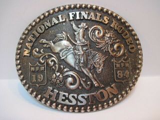 1984 Nfr Hesston Rodeo Belt Buckle National Finals Rodeo Signed Fred Fellow