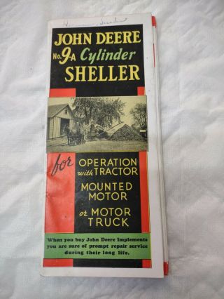 1937 John Deere No.  9 - A Cylinder Sheller Sales Brochure 18 Pages