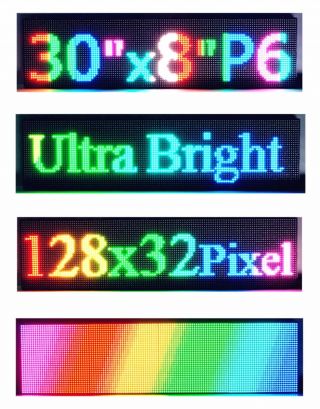 30 " X 8 " P6 Semi Outdoor Full Color Led Sign Programmable Scrolling Message Board