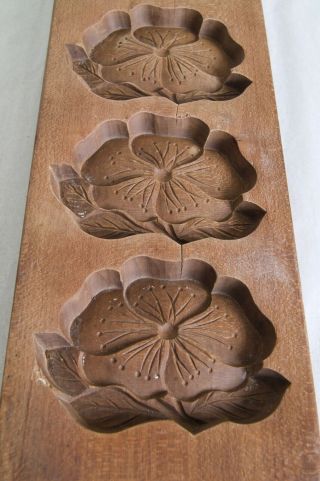 39.  5cm (155.  6 ") Hand Carved Old Japanese Sweets Wooden Mold " Kashigata "