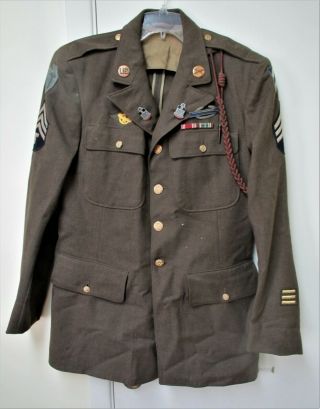 Ww2 Us Army Wool Jacket Military Uniform With Patches,  Ribbons,  Badge And Pants