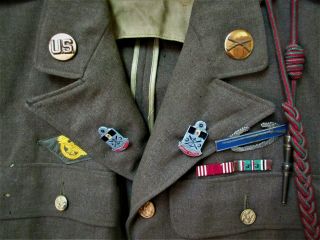 WW2 US Army Wool Jacket Military Uniform with Patches,  Ribbons,  Badge and Pants 2