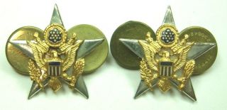 Ww2 Us Army General Staff Corps Officer Insignia Pair - Sterling - Cb
