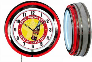 Rc Royal Crown Cola Best By Taste 19 " Double Neon Red Neon Clock Man Cave Bar