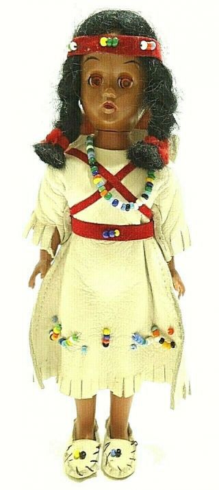 Vintage 1980s Native American Style Souvenir Doll Twin Papoose Leather Dress Usa