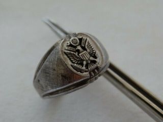 Very Fine Vintage Sterling Silver Dee Bee Military Us Army Ring