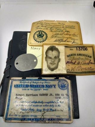 Vintage Ww2 Us Navy Corpsman Dog Tag Id Card Grouping