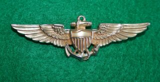Wwii Usmc Us Navy Amico Sterling Silver 1/20 10k Gold 2.  75 " Pilot Wings
