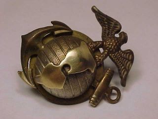 Vintage Pre Ww2 Gemsco Us Marine Corps Hat Badge Usmc Ega Eagle Globe Anchor Pin