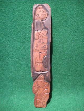 Vintage Wanik Canada Bc First Nation Salish Haida Tlingit 17 " Cedar Totem Pole