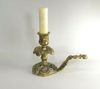 Vintage Rococo Style Brass Table Lamp In The Form Of A Candlestick Needs Wiring