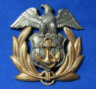 Wwii Gold & Sterling Merchant Marine Officer Hat Badge By H&h