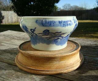 Vintage Chinese Blue White Porcelain Bonsai Planter Pot Hand Painted Horses