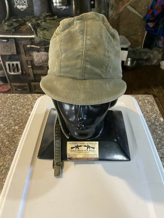 WWII US NAVY FOUL WEATHER CAP HAT W/ NECK FLAP OD SZ 7 - 1/4 CONTRACT NXSX86740 3