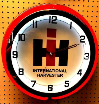 18 " International Harvester Ih Sign Double Neon Clock