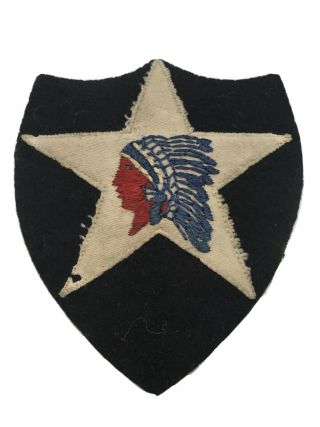 Layered Pre Wwii U.  S.  Army 2nd Infantry Division Cotton On Wool Felt Patch Ww2