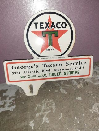 C.  1938 Texaco Gas Station Plate Topper Sign S&h Green Stamps Maywood California