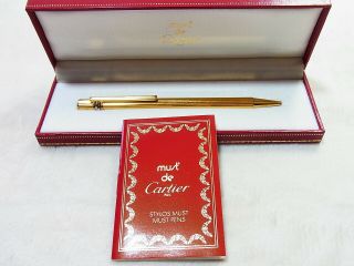 Cartier Must De Trinity Gold Godron Ballpoint Pen & Booklet