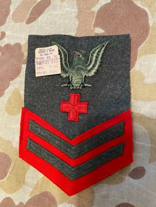 Pair Wwii Navy 2nd Class Pharmacist Mate,  Corpsman Rate Green W/ Usmc - Wosk Tag