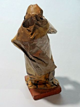 Vintage Mexican Folk Art Paper Mache Figure Old Woman w/ Reed Sticks Elaborado 3