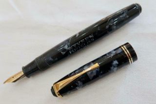 Wyvern Perfect Pen No.  81,  C1951 Pearl Blue & Black,  Fountain Pen Fully Restored