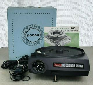 Vintage Kodak Carousel 800 Projector W/ Remote,  Instruction Book,  Lens & Box