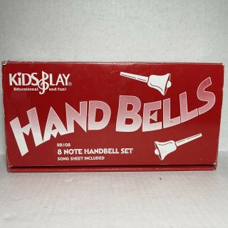 Vtg Kids Play Kidsplay Hand Bells Rb 108 Handbell Set 8 Note Bell & Color Cards