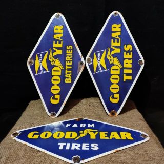 Goodyear Porcelain Enamel Advertising Sign Inches Single Side