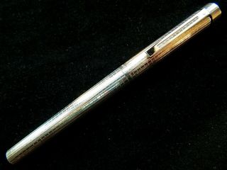 C1980 Sheaffer Sterling Silver Targa Fountain Pen W/ 14k Nib In