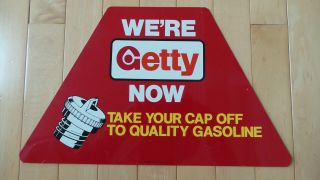 Vintage Getty Oil Company Metal Double Sided Sign - Old Stock