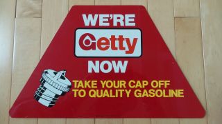 Vintage Getty Oil Company Metal Double Sided Sign - Old Stock 2