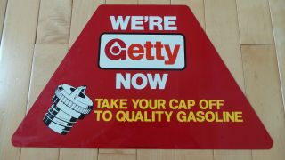 Vintage Getty Oil Company Metal Double Sided Sign - Old Stock 3