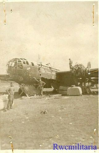 Org.  Photo: US Troops w/ Abandoned Luftwaffe He - 177 Bomber 