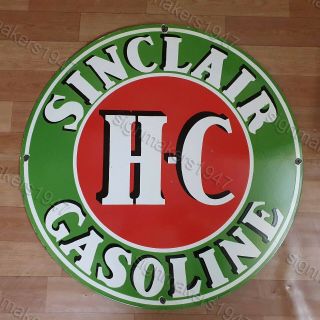 Sinclair Hc Gasoline Porcelain Enamel Sign 30 Inches Round
